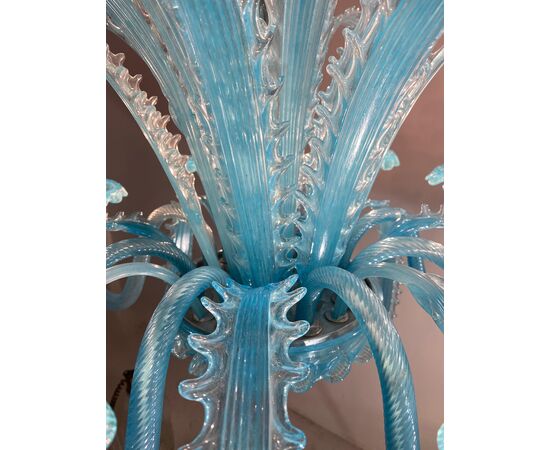 Late 20th Century Murano Glass Italian "Queen Turquoise" Chandelier, 1980s