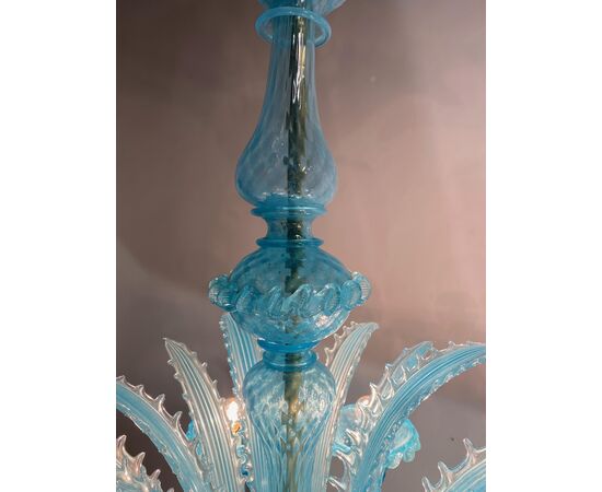 Late 20th Century Murano Glass Italian "Queen Turquoise" Chandelier, 1980s