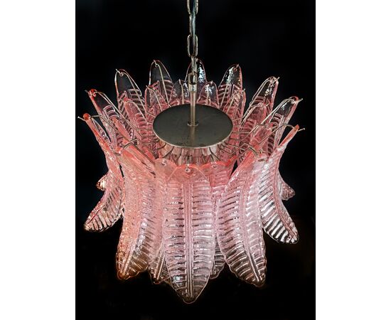 Pair of Italian Murano Six-Tier Felci Glass Chandeliers