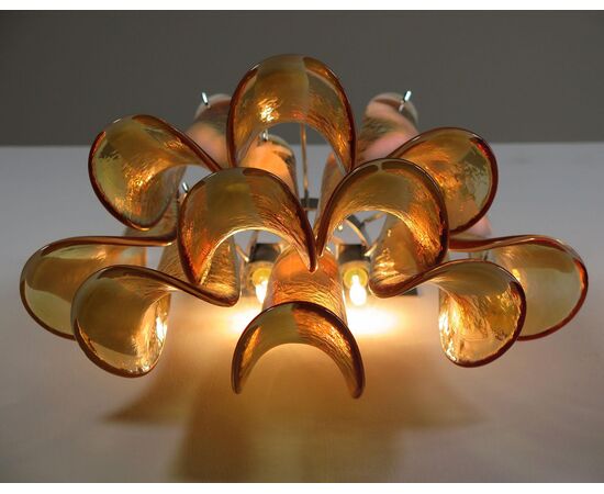 Pair of Italian Petal Murano sconces, Mazzega Style