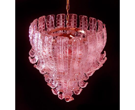 Pair of Italian Murano Six-Tier Felci Glass Chandeliers