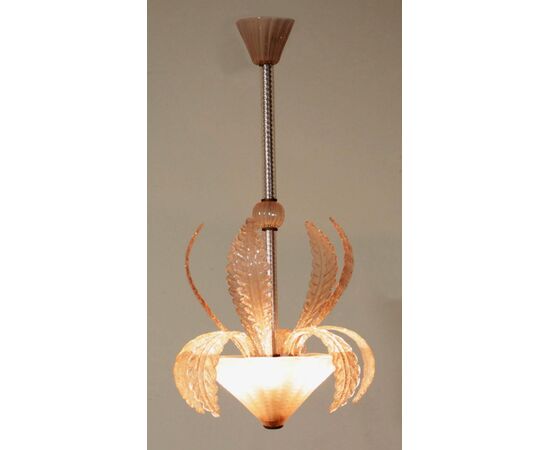 Charming Chandelier by Barovier & Toso, Murano, 1940s