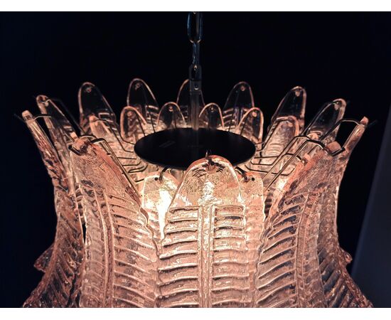 Pair of Italian Murano Six-Tier Felci Glass Chandeliers