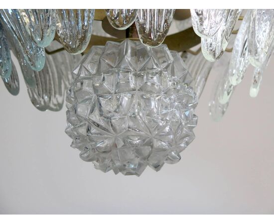 Pair of Palmette Chandeliers Barovier & Toso Style, Murano