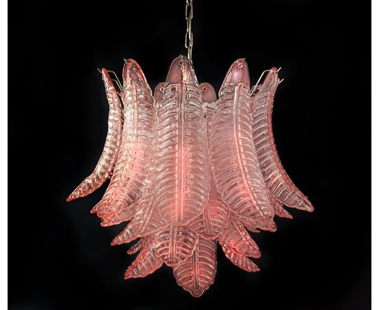 Pair of Italian Murano Six-Tier Felci Glass Chandeliers