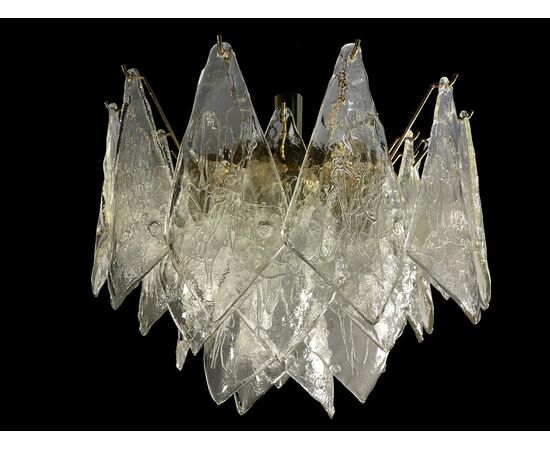 Midcentury Italian Glass Chandelier, Murano, 1980