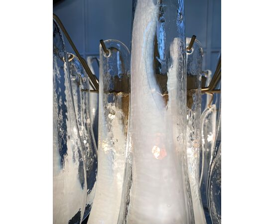 Elegant Pair of White Petal Chandeliers, Murano, 1990s