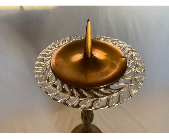 Italian Candleholder in Copper and Murano Glass by Ercole Barovier, 1940