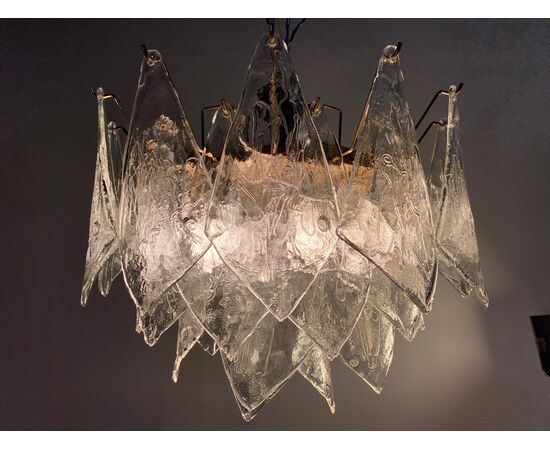 Midcentury Italian Glass Chandelier, Murano, 1980