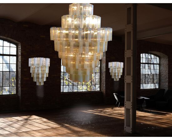 Pair of Giant Italian Chandeliers, Murano