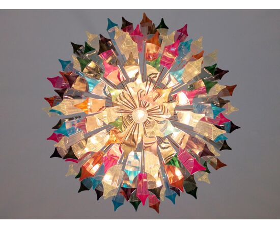 Italian Chandelier Multi-Color Triedri, Murano, 1970s