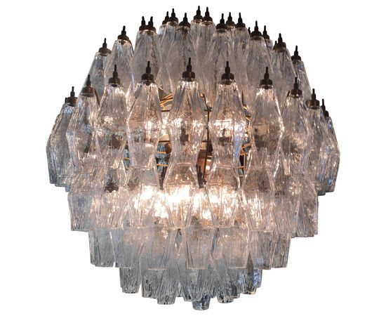 Trio Spherical Murano Poliedri Chandeliers Carlo Scarpa Style, Murano