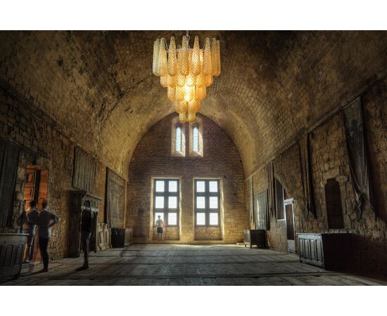 Pair of Italian Amber Crystal Chandelier, Murano