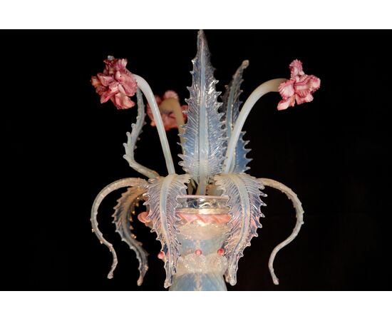 Stunning Light Blue and Pink Venetian Chandelier, Murano, 1950s