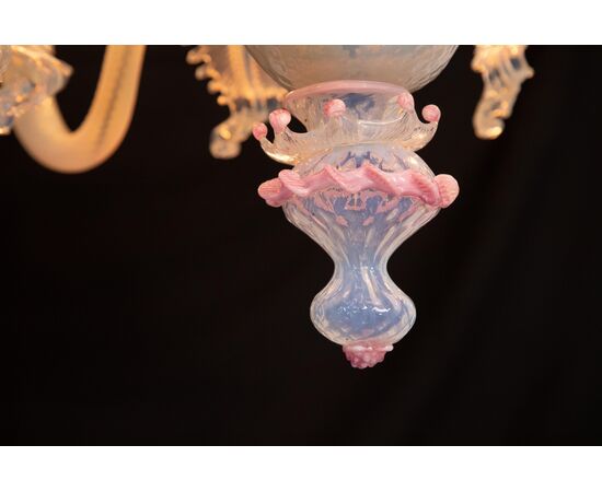 Stunning Light Blue and Pink Venetian Chandelier, Murano, 1950s