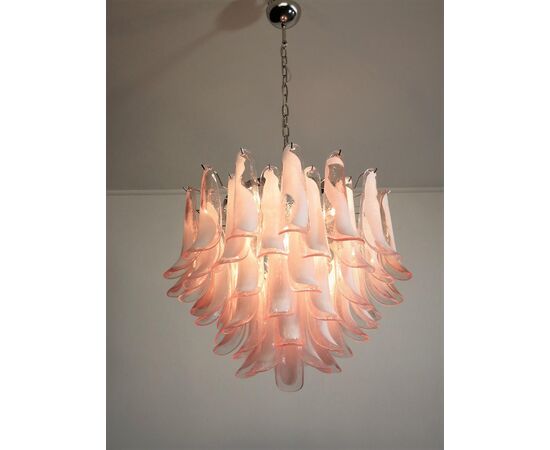 Trio of 'Flamingo' Italian Petal Chandeliers, Murano