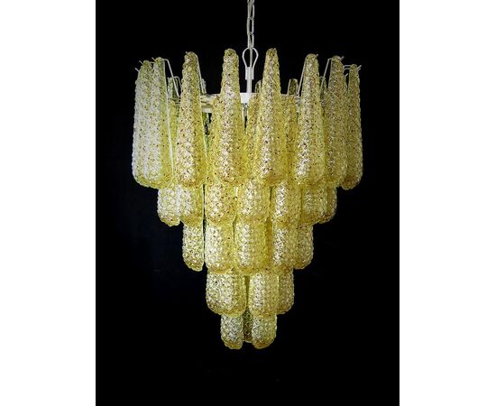 Pair of Italian Amber Crystal Chandelier, Murano