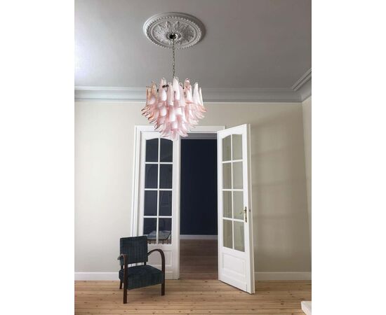 Trio of 'Flamingo' Italian Petal Chandeliers, Murano