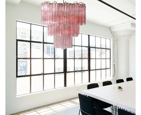 Tronchi Chandelier Style Toni Zuccheri, 48 Pink Glasses, Murano, 1990