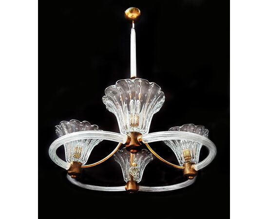 Art Deco Chandelier by Ercole Barovier, Murano, 1940