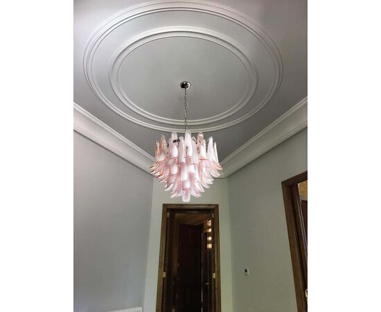 Trio of 'Flamingo' Italian Petal Chandeliers, Murano