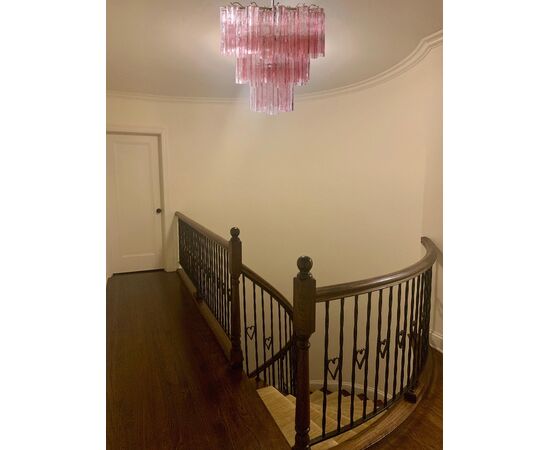 Tronchi Chandelier Style Toni Zuccheri, 48 Pink Glasses, Murano, 1990