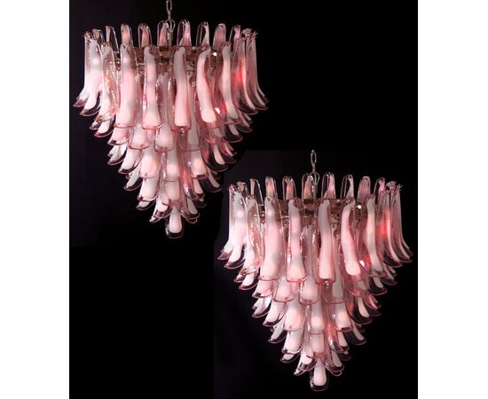 Pair of Italian Petal Chandeliers, Murano