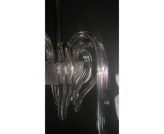 Amazing Venini "Reticello" Chandelier, Murano, 1940