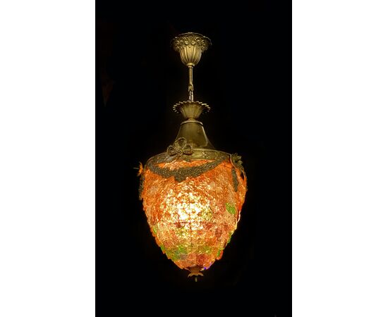 Elegant pendant Glass Flowers Chandelier, Murano, 1950s