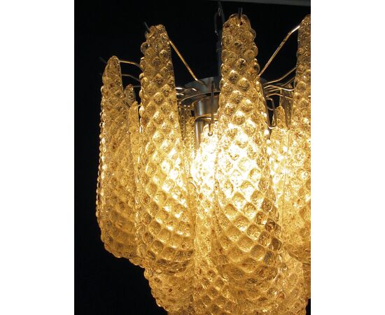 Pair of Italian Amber Crystal Chandeliers, Murano