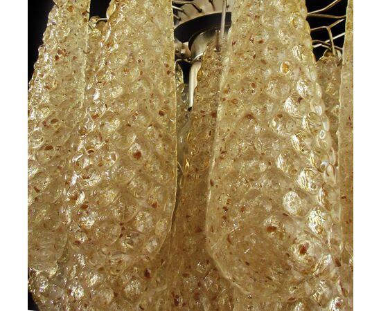 Pair of Italian Amber Crystal Chandeliers, Murano