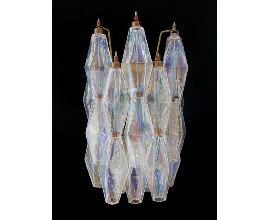 Set of Four Sconces Iridescent Glass "Poliedri", Murano, 1970s