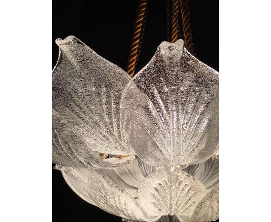 Pair of Italian Flush Mount Chandeliers, Murano