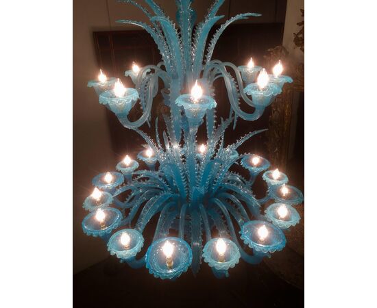 Late 20th Century Murano Glass Italian "Queen Turquoise" Chandelier, 1980s