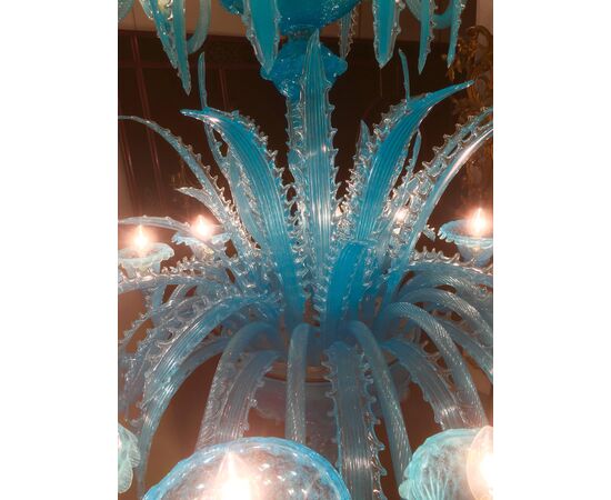 Late 20th Century Murano Glass Italian "Queen Turquoise" Chandelier, 1980s