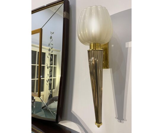 Pair of Charming Sconce by Barovier & Toso, Murano, 1950s