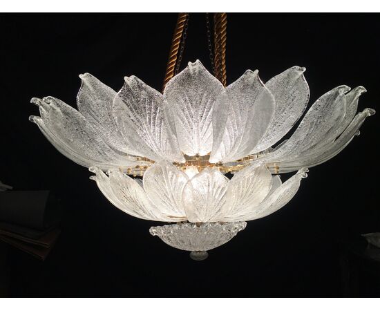 Pair of Italian Flush Mount Chandeliers, Murano