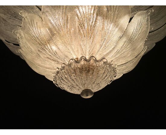 Pair of Italian Flush Mount Chandeliers, Murano