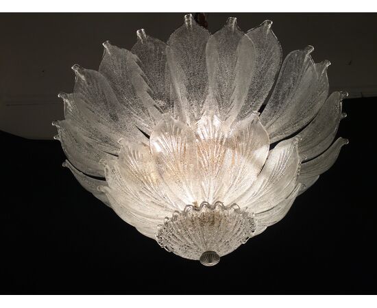 Pair of Italian Flush Mount Chandeliers, Murano