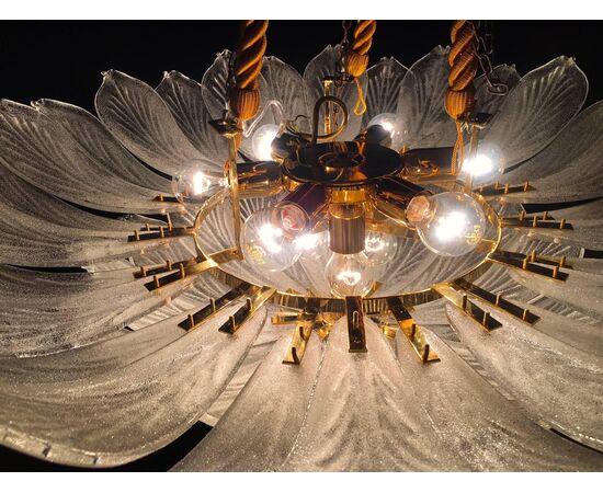 Pair of Italian Flush Mount Chandeliers, Murano