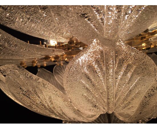 Pair of Italian Flush Mount Chandeliers, Murano