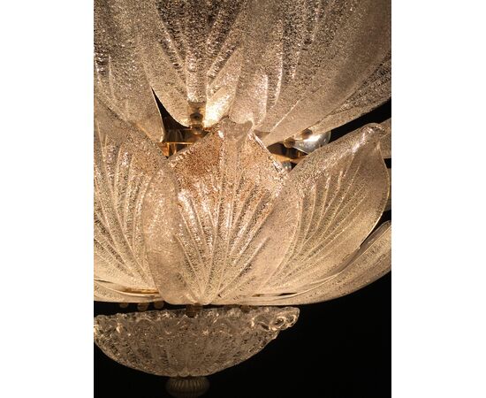 Pair of Italian Flush Mount Chandeliers, Murano