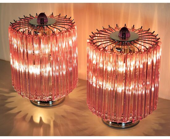 Pink Quadriedri Table Lamp, Venini Style
