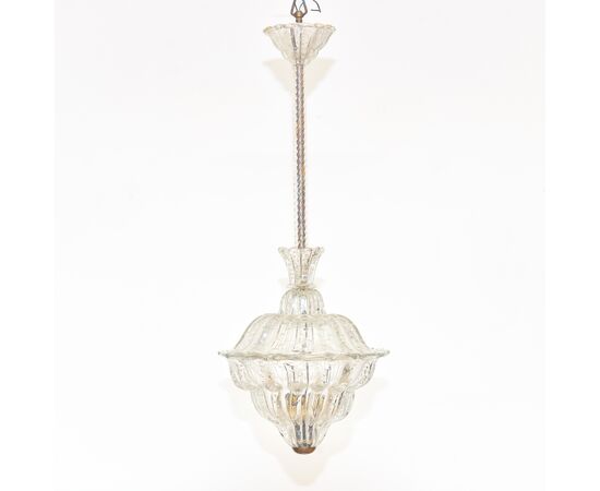 Lantern Chandelier "The King", Gold Inclusion, Murano, 1940s