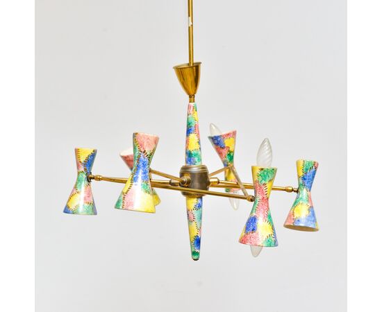 Venetian Glass Chandelier "Arlecchino", Italia, 1950