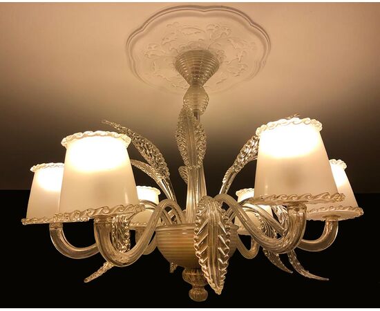 Mid-20th Century Italian Chandelier by Barovier & Toso, Murano, 1940s