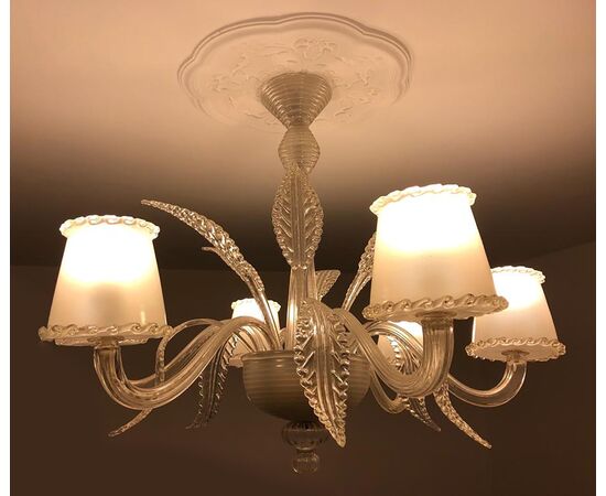 Mid-20th Century Italian Chandelier by Barovier & Toso, Murano, 1940s