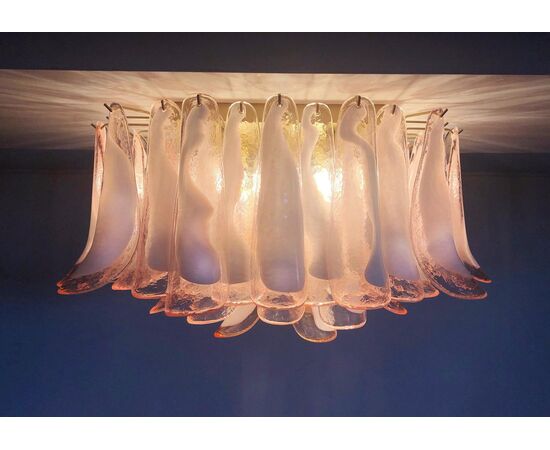 Pair of Italian Petals Chandeliers Ceiling Light, Murano