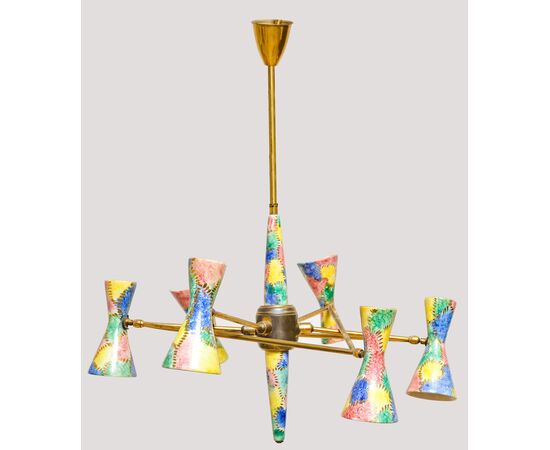 Venetian Glass Chandelier "Arlecchino", Italia, 1950