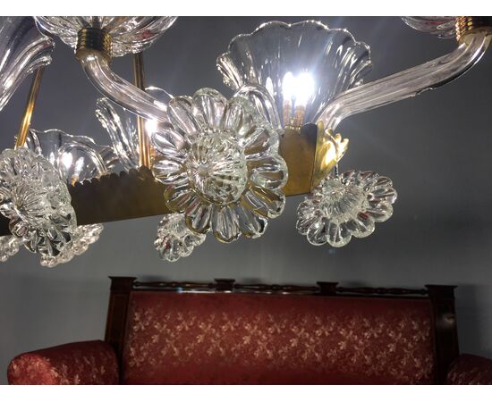 Amazing Liberty Chandelier by Ercole Barovier, Murano, 1940s